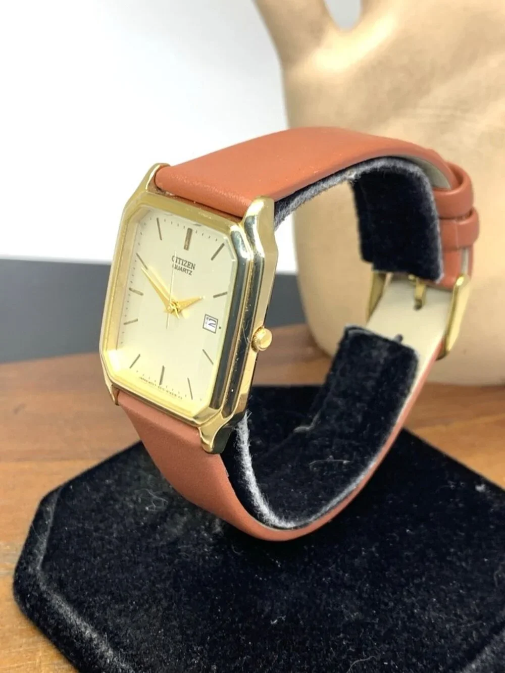 Citizen Men's Watch 6010-S36998 Quartz Silver Dial Brown Leather Strap 28mm